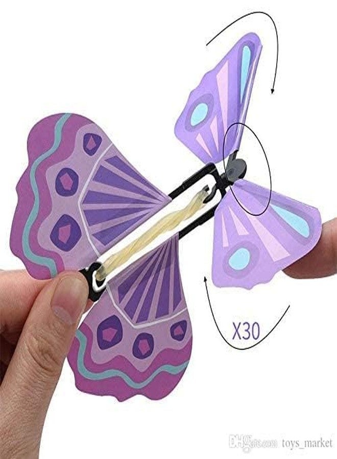 SGABANI Flying Butterfly Toy Set, Wind Up Toy Elastic Band Powered Butterfly Bright Colours Magic Card Wind for Big Surprise Birthday Wedding (Pack of 10) - Image 4